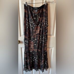 Cosmic Aura Black and Brown Celestial Patchwork Maxi Skirt 🖤🤎🌙